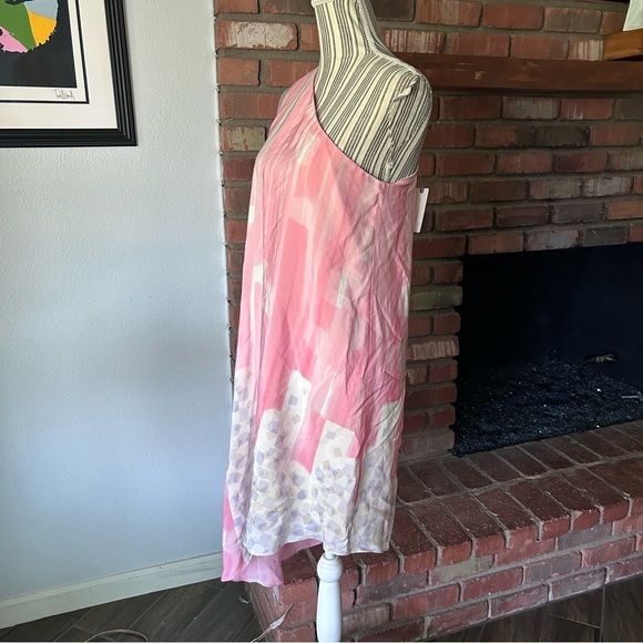 NWT Anthropologie Maeve Avalonne One Shoulder Silk Dress in Rose Pink Sz 6 - Picture 5 of 9